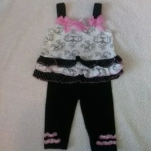 Black white and pink 24 months outfit.